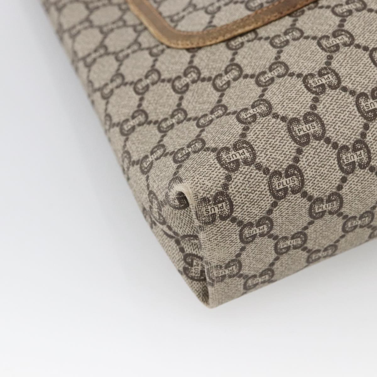 GUCCI GG Plus Supreme Web Sherry Line Tote Bag PVC Beige Gold Auth ki6556