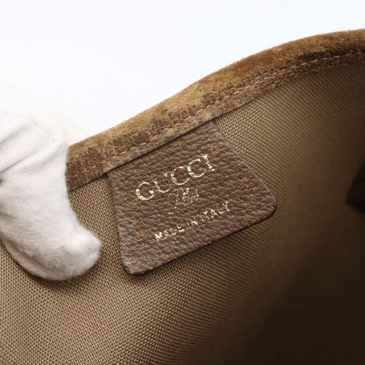 GUCCI GG Plus Supreme Web Sherry Line Tote Bag PVC Beige Gold Auth ki6556