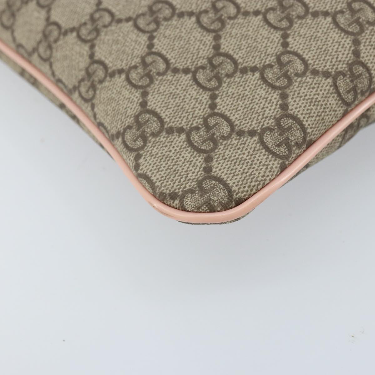 GUCCI GG Supreme Shoulder Bag PVC Beige Silver 201446 Auth ki6557