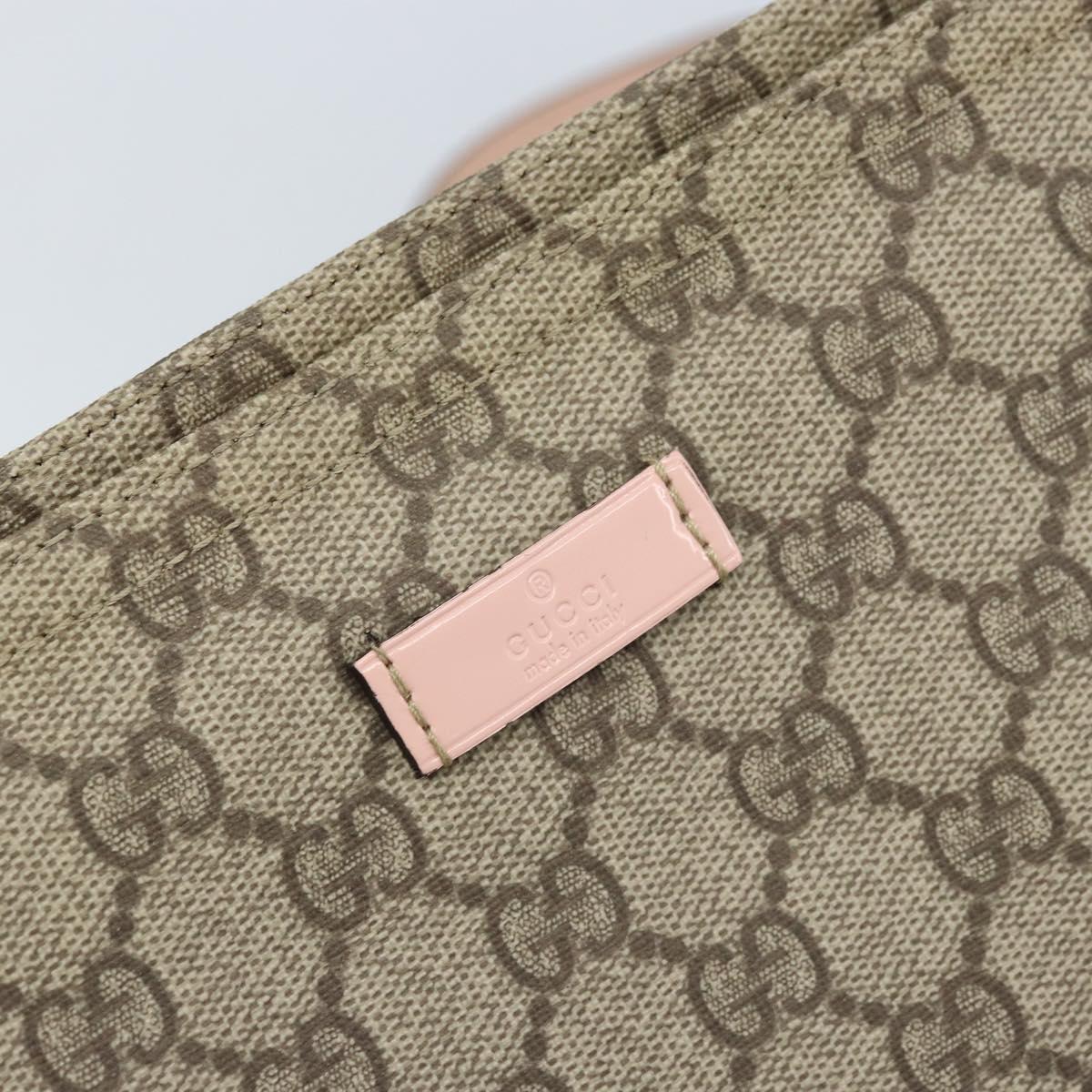 GUCCI GG Supreme Shoulder Bag PVC Beige Silver 201446 Auth ki6557