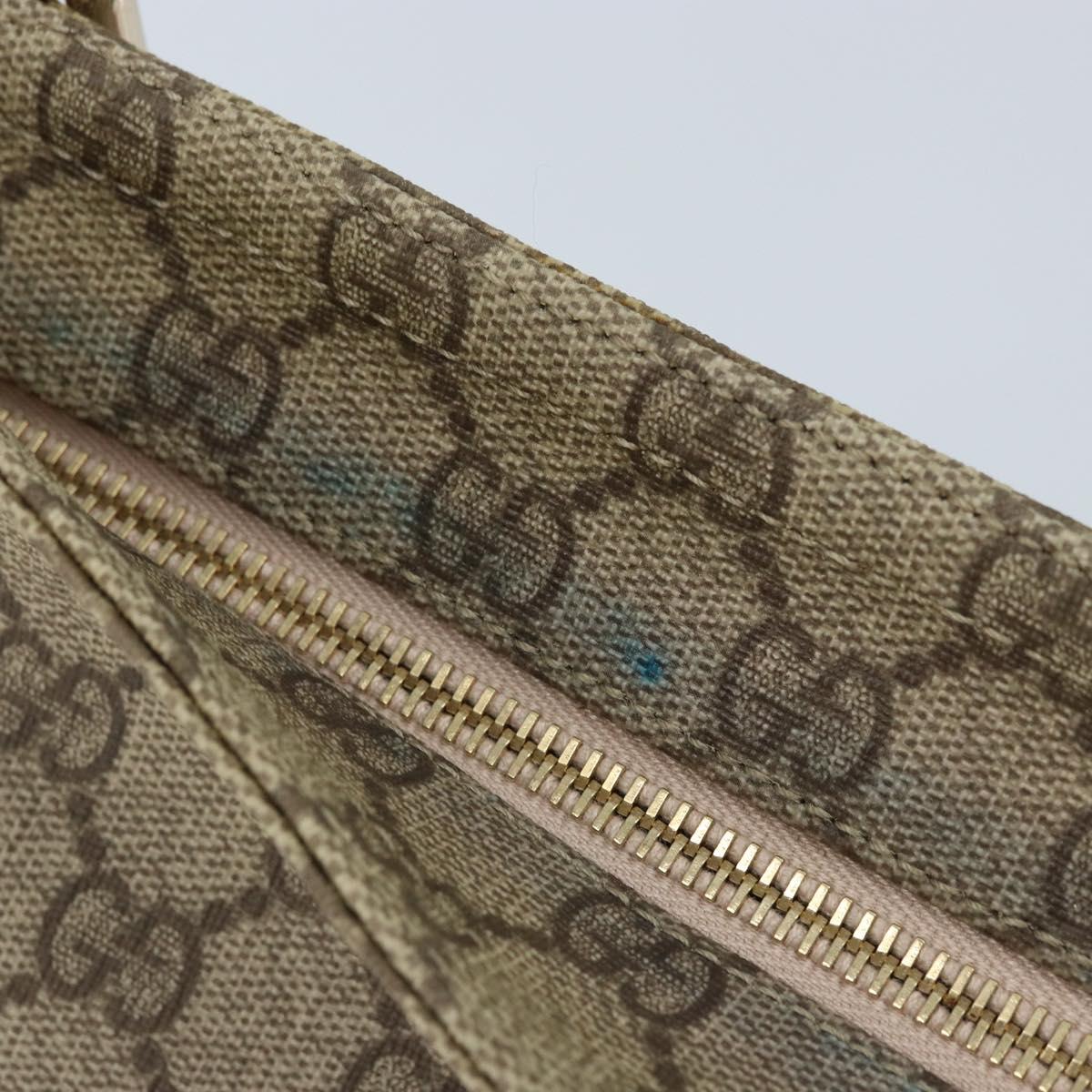 GUCCI GG Supreme Shoulder Bag PVC Beige Silver 201446 Auth ki6557