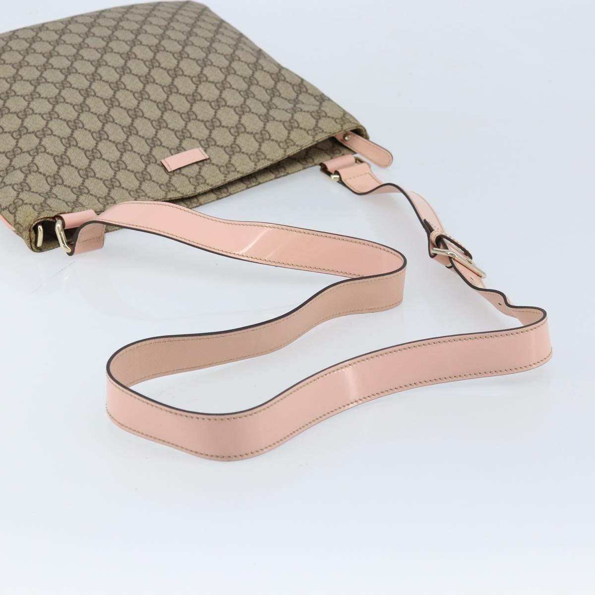 GUCCI GG Supreme Shoulder Bag PVC Beige Silver 201446 Auth ki6557