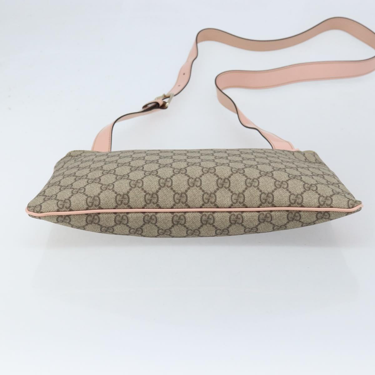 GUCCI GG Supreme Shoulder Bag PVC Beige Silver 201446 Auth ki6557