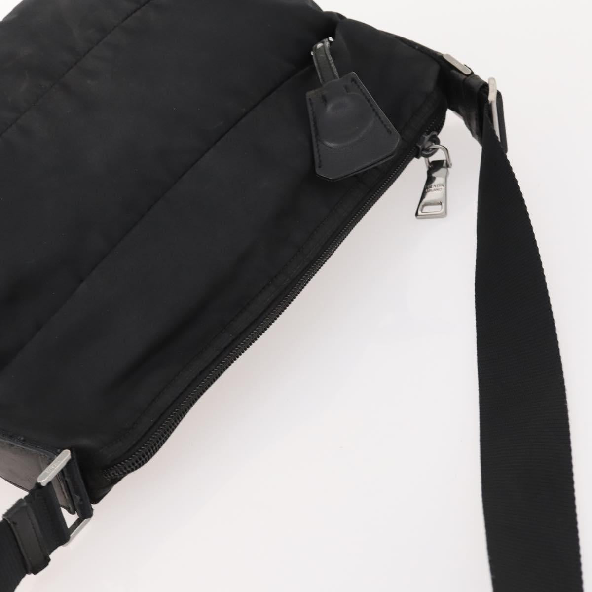 PRADA Shoulder Bag Nylon Black Silver Auth ki6558