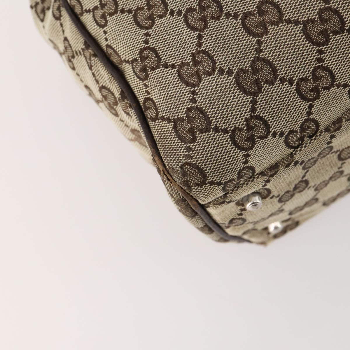 GUCCI GG Canvas Web Sherry Line Tote Bag Beige Silver 145758 Auth ki6564