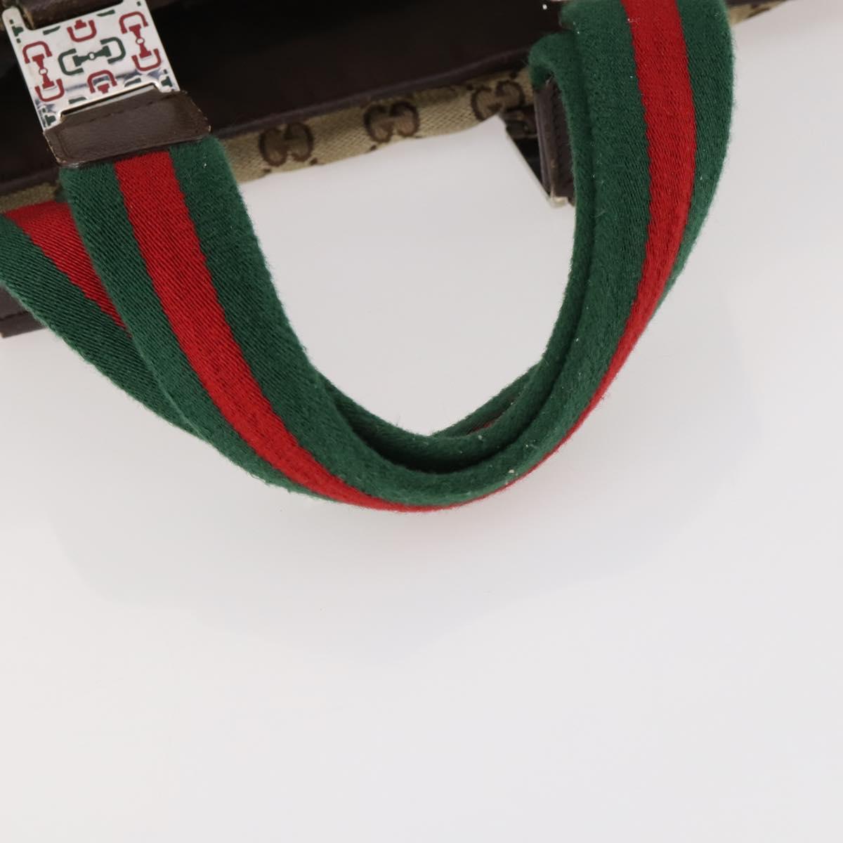 GUCCI GG Canvas Web Sherry Line Tote Bag Beige Silver 145758 Auth ki6564