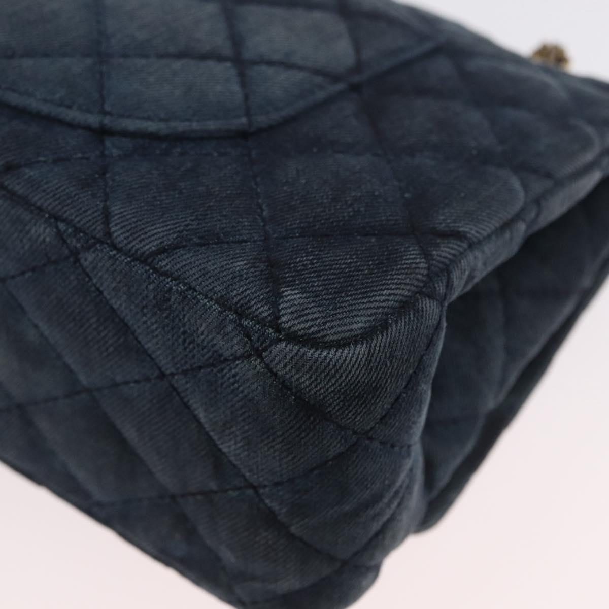 CHANEL Double Flap Chain Matelasse Shoulder Bag Denim Blue Gold CC Auth ki6569SAM