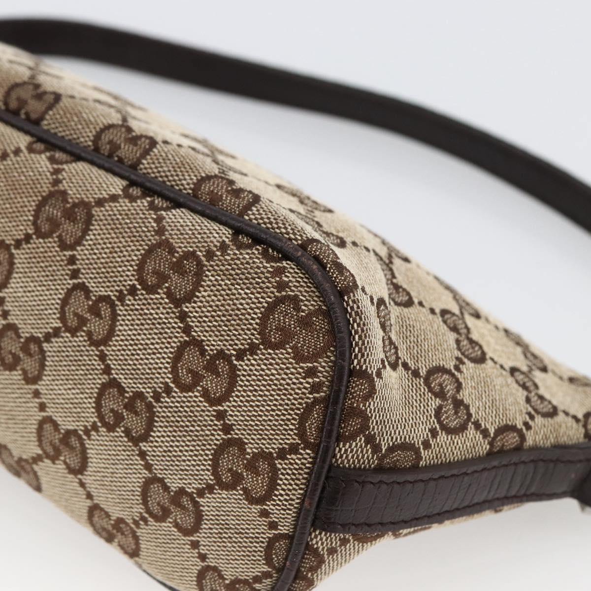 GUCCI GG Canvas Web Sherry Line Accessory Pouch Beige Silver 141809 Auth ki6570