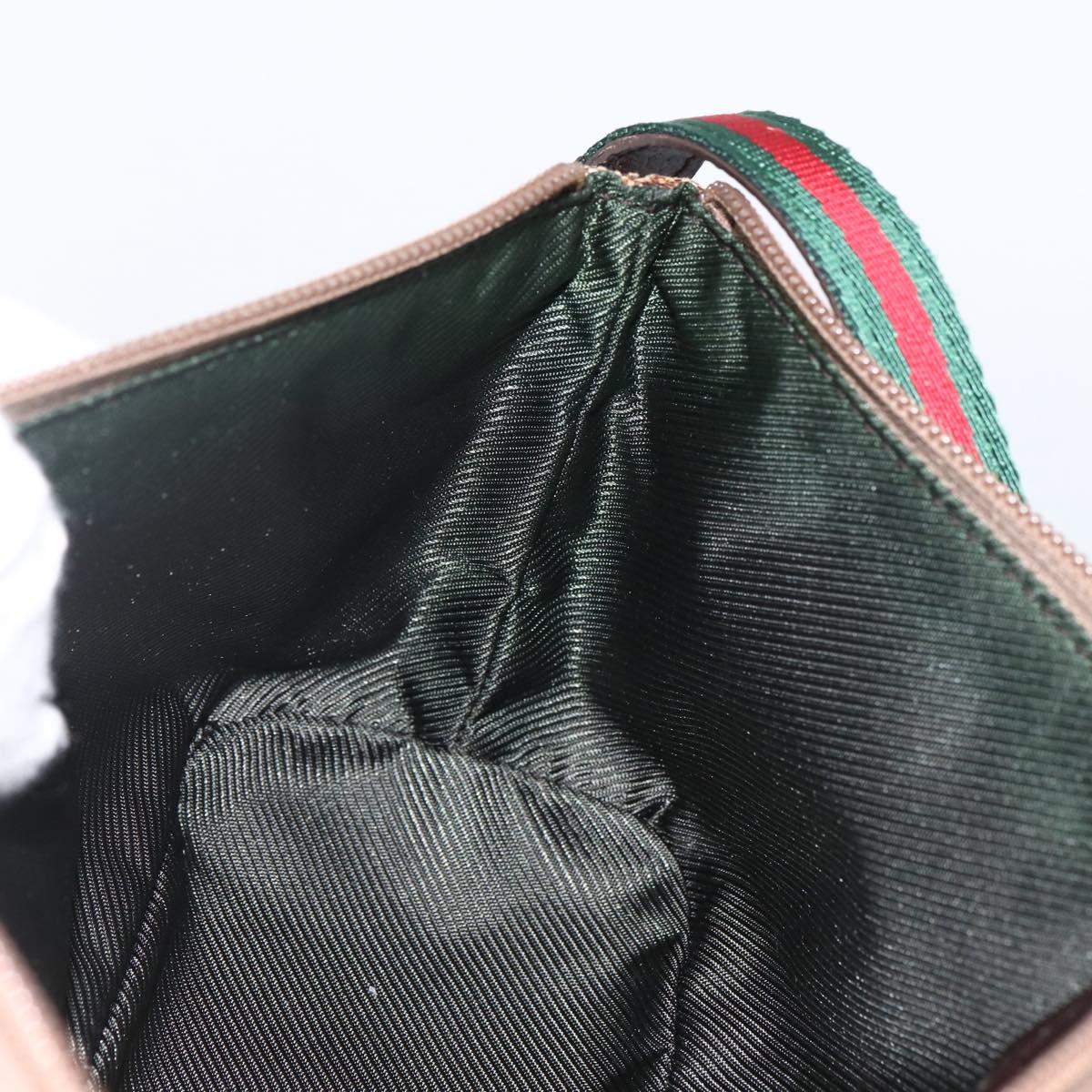 GUCCI GG Canvas Web Sherry Line Accessory Pouch Beige Silver 141809 Auth ki6570