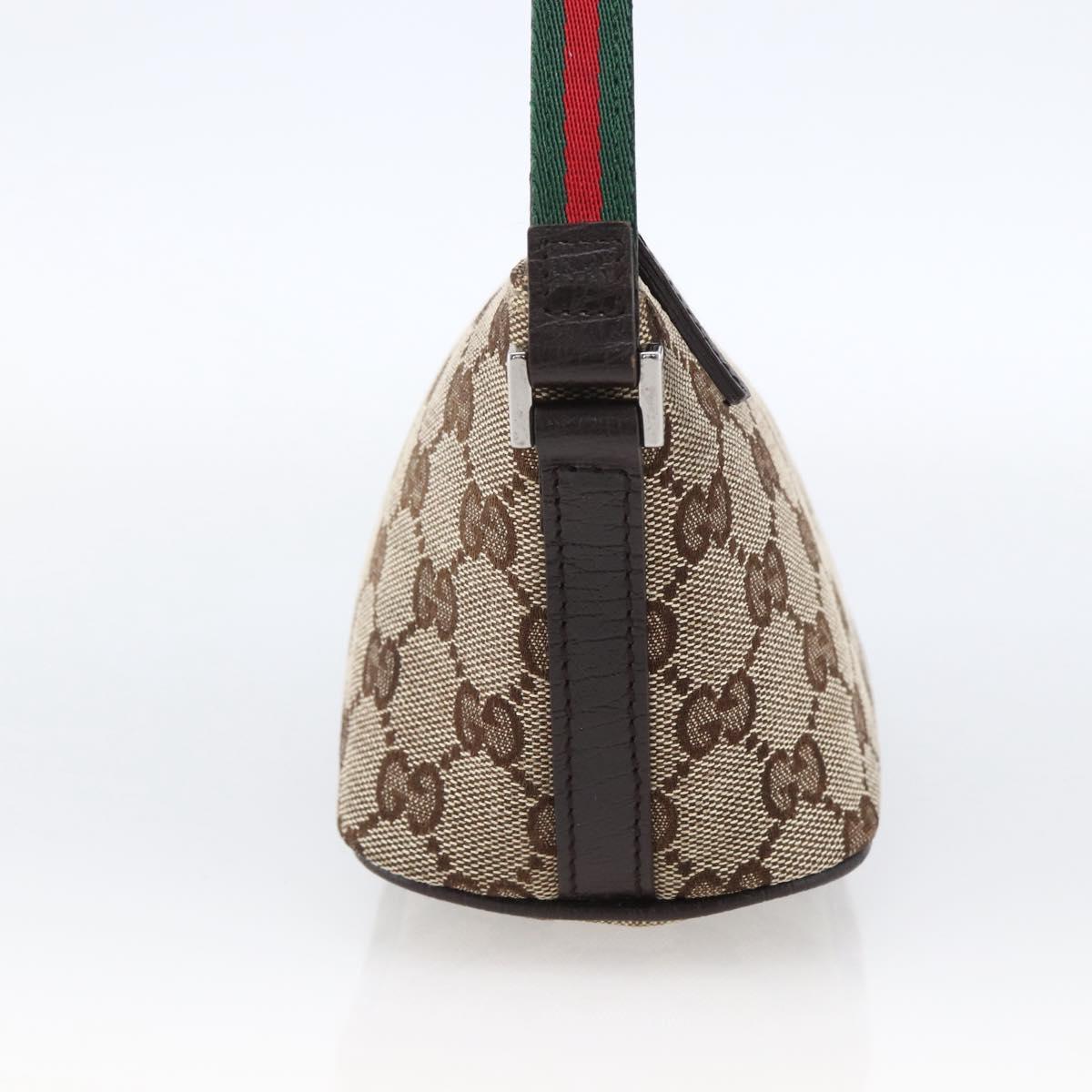 GUCCI GG Canvas Web Sherry Line Accessory Pouch Beige Silver 141809 Auth ki6570