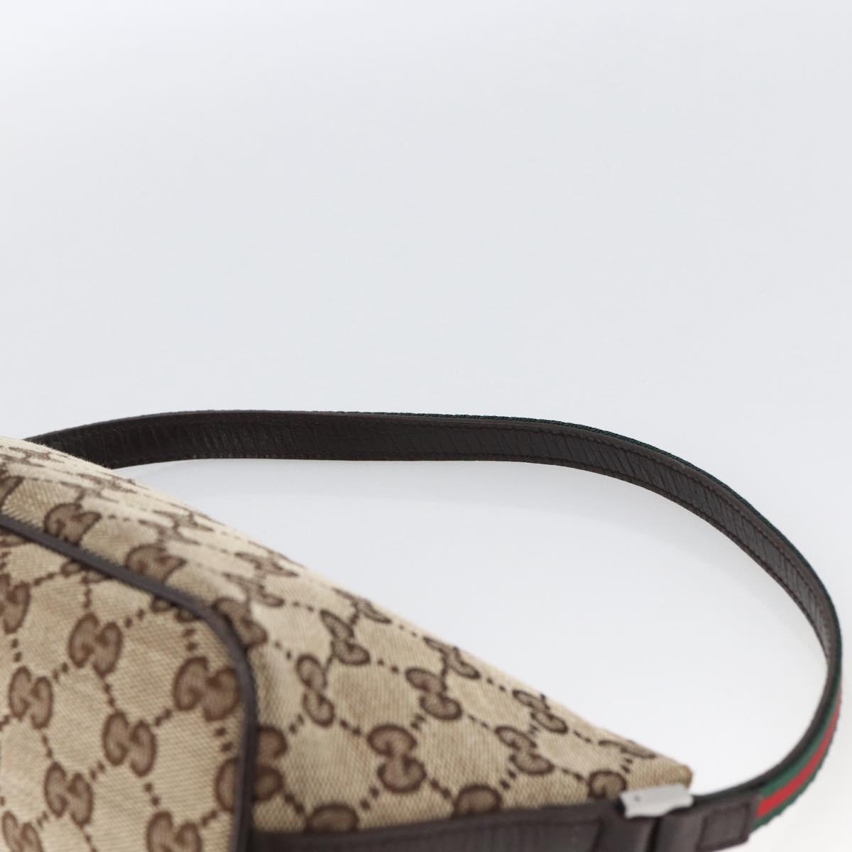 GUCCI GG Canvas Web Sherry Line Accessory Pouch Beige Silver 141809 Auth ki6570