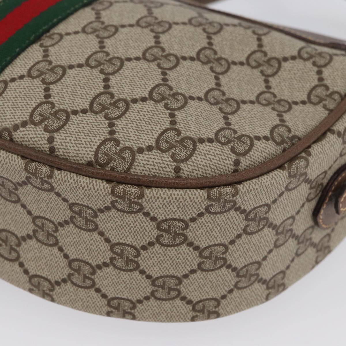GUCCI GG Supreme Web Sherry Line Bag PVC Beige Gold 001 084 4001 Auth ki6580