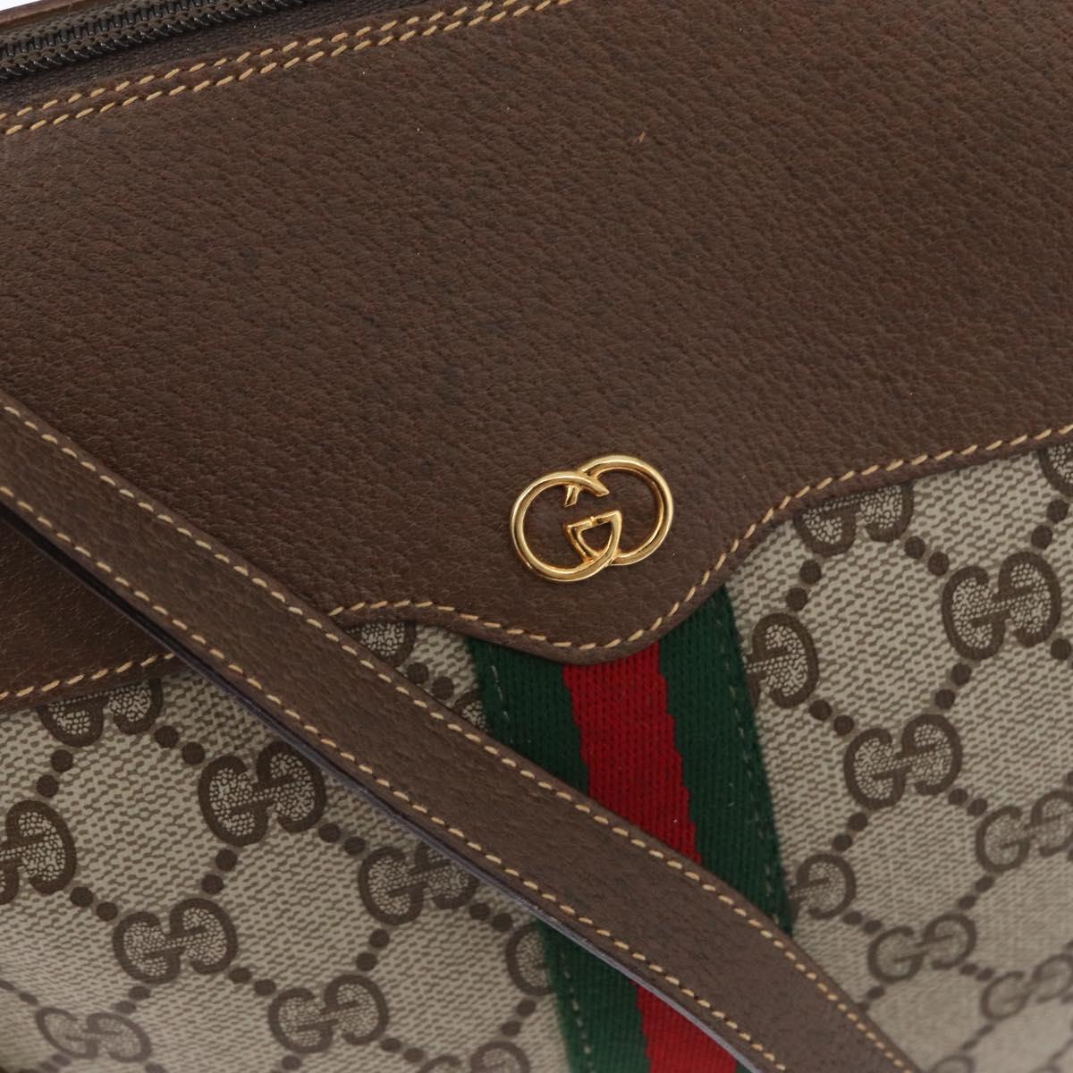 GUCCI GG Supreme Web Sherry Line Bag PVC Beige Gold 001 084 4001 Auth ki6580