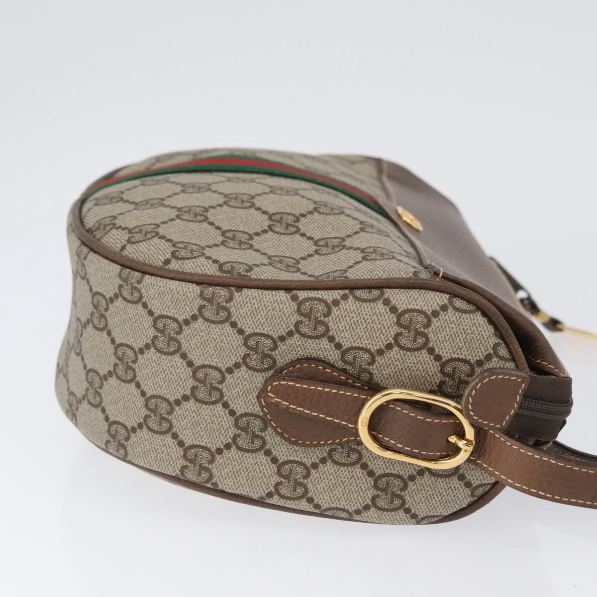 GUCCI GG Supreme Web Sherry Line Bag PVC Beige Gold 001 084 4001 Auth ki6580