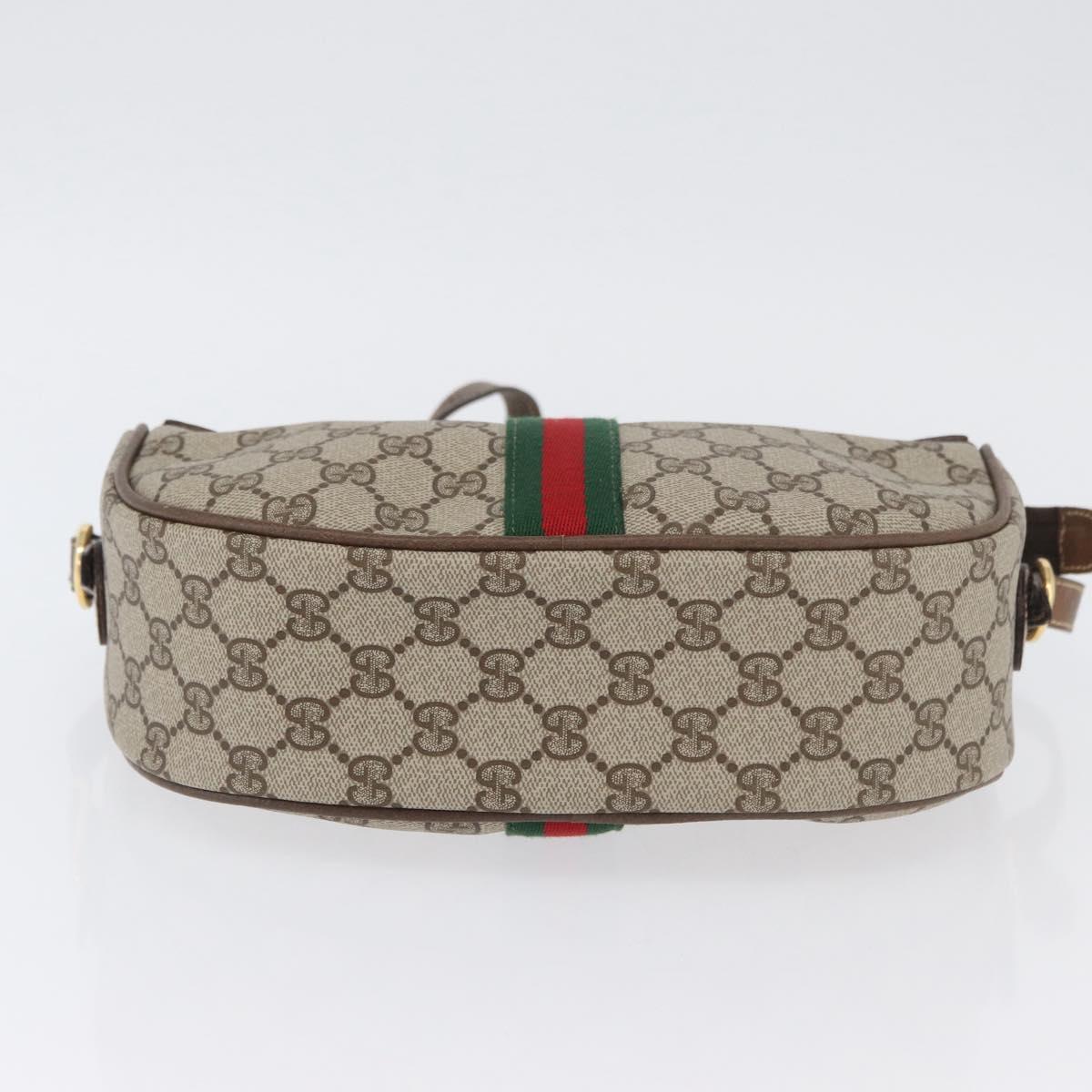 GUCCI GG Supreme Web Sherry Line Bag PVC Beige Gold 001 084 4001 Auth ki6580