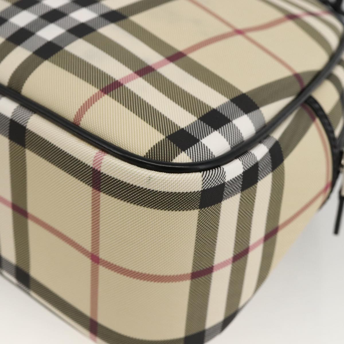 BURBERRY Nova Check Hand Bag PVC Beige Silver Auth ki6583A