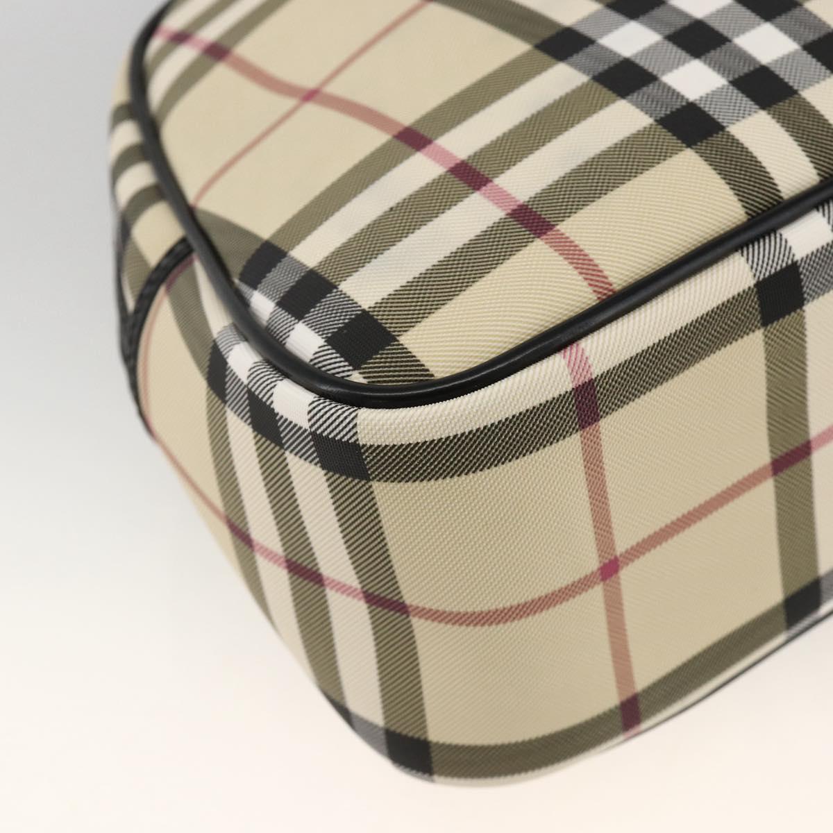BURBERRY Nova Check Hand Bag PVC Beige Silver Auth ki6583A