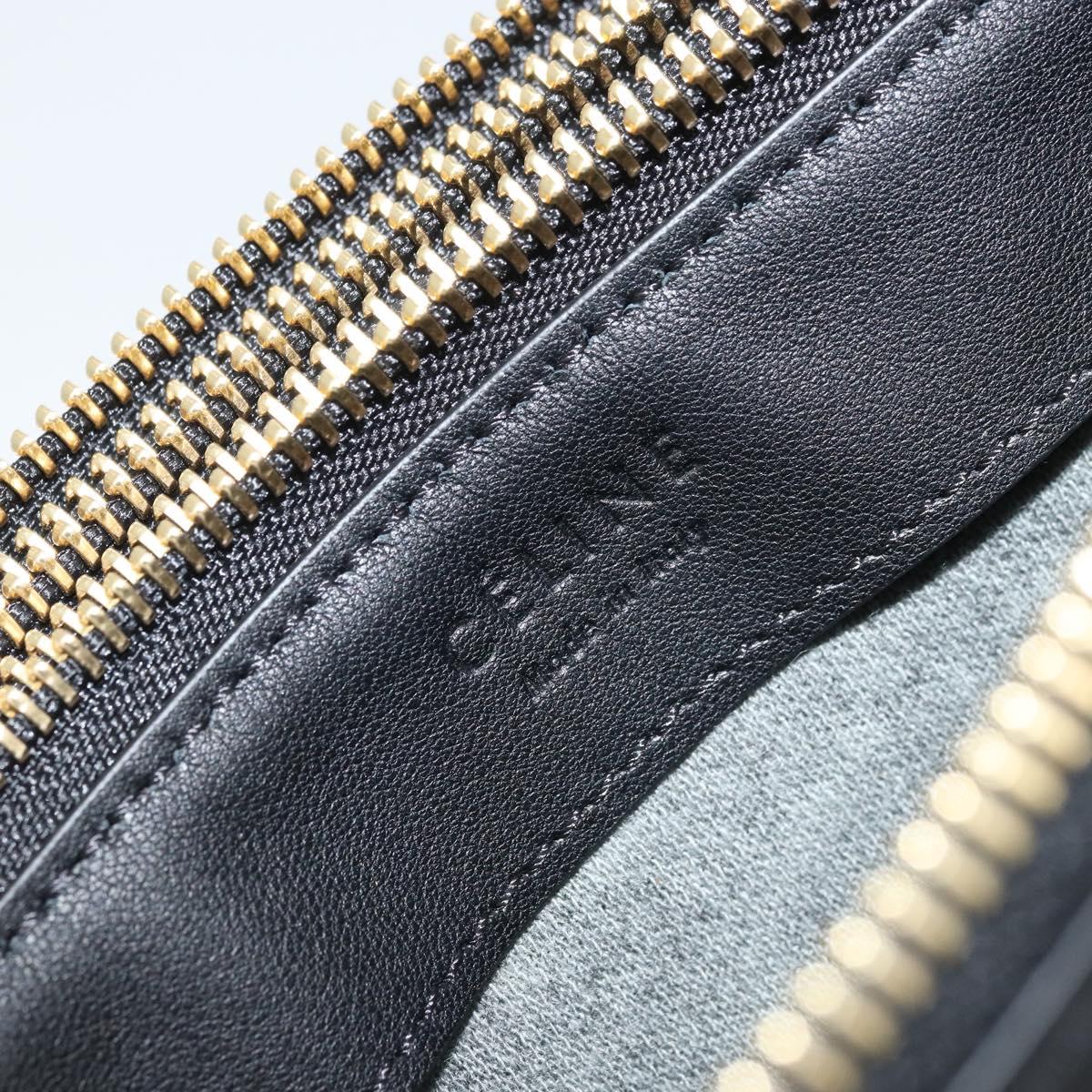 CELINE Shoulder Bag Leather Black Gold Auth ki6590V