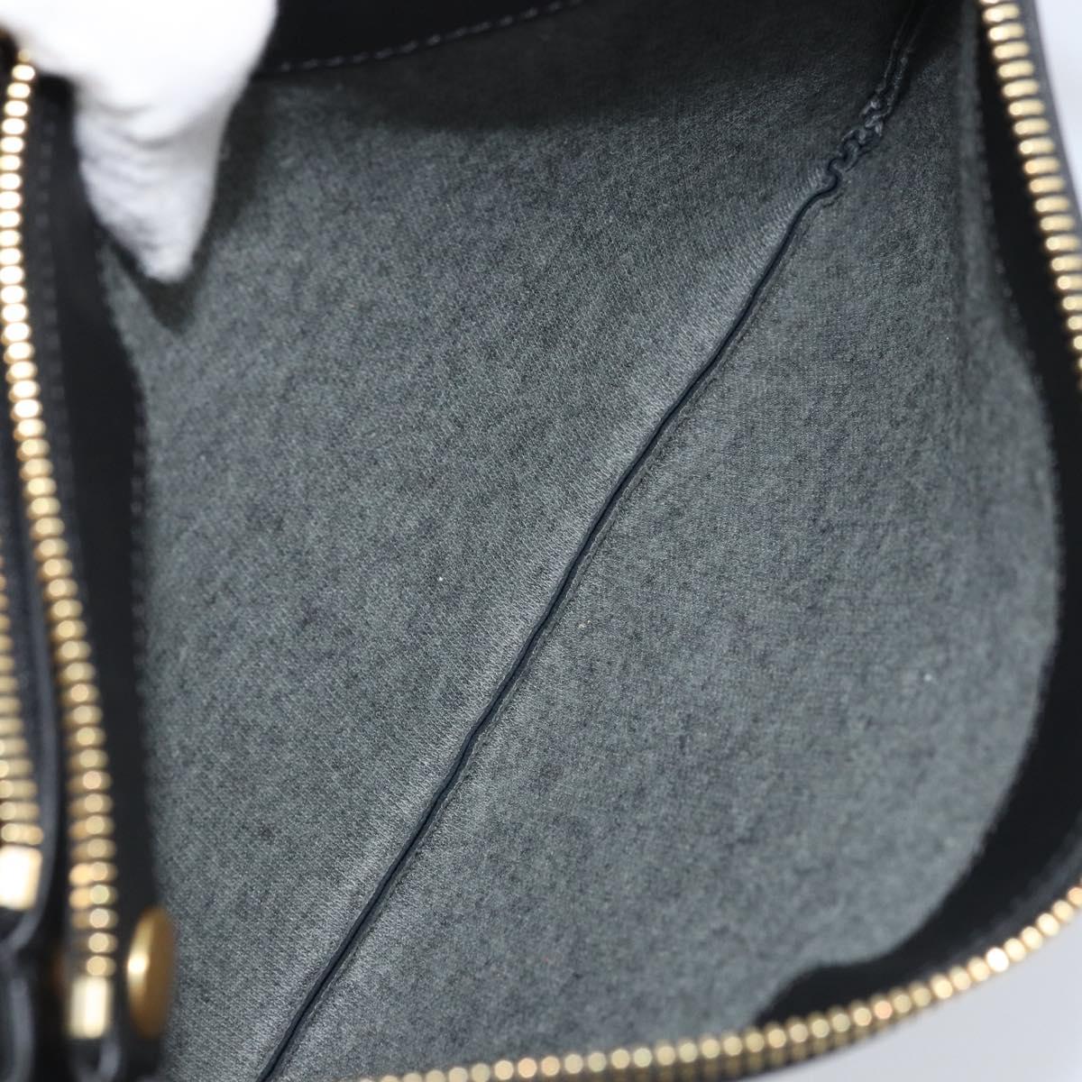 CELINE Shoulder Bag Leather Black Gold Auth ki6590V