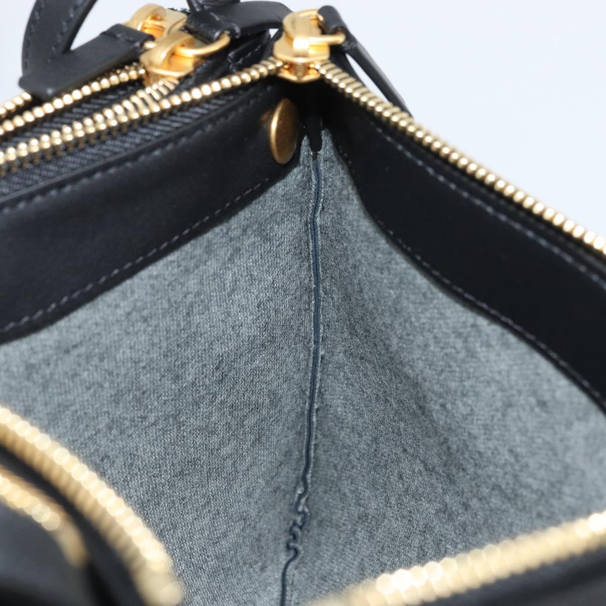 CELINE Shoulder Bag Leather Black Gold Auth ki6590V