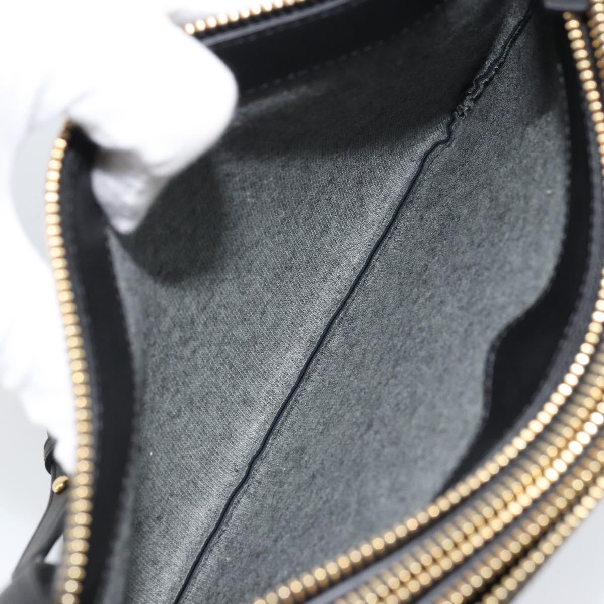 CELINE Shoulder Bag Leather Black Gold Auth ki6590V