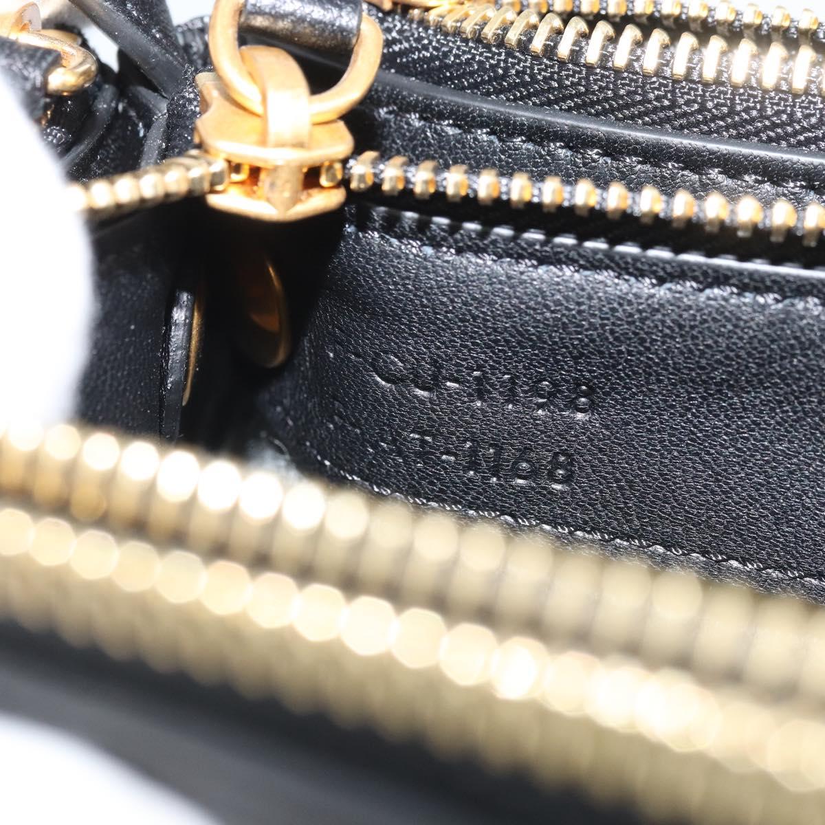 CELINE Shoulder Bag Leather Black Gold Auth ki6590V