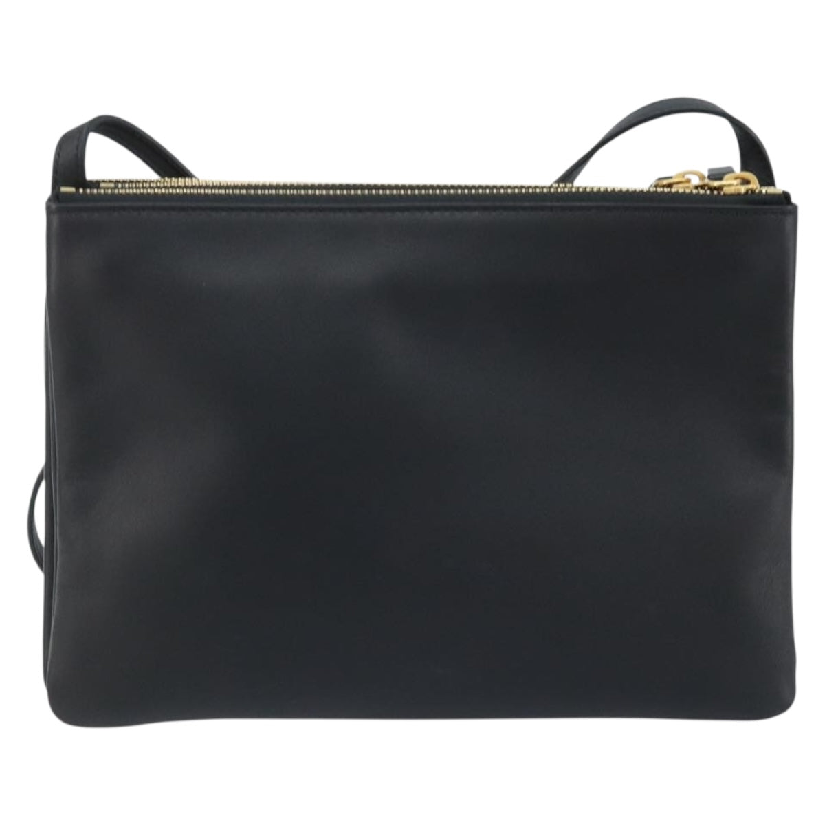 CELINE Shoulder Bag Leather Black Gold Auth ki6590V