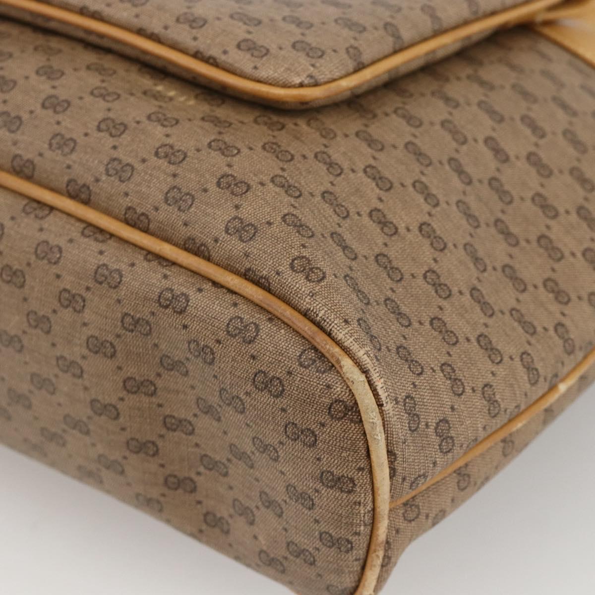 GUCCI Micro GG Supreme Tote Bag PVC Beige Gold Auth ki6597