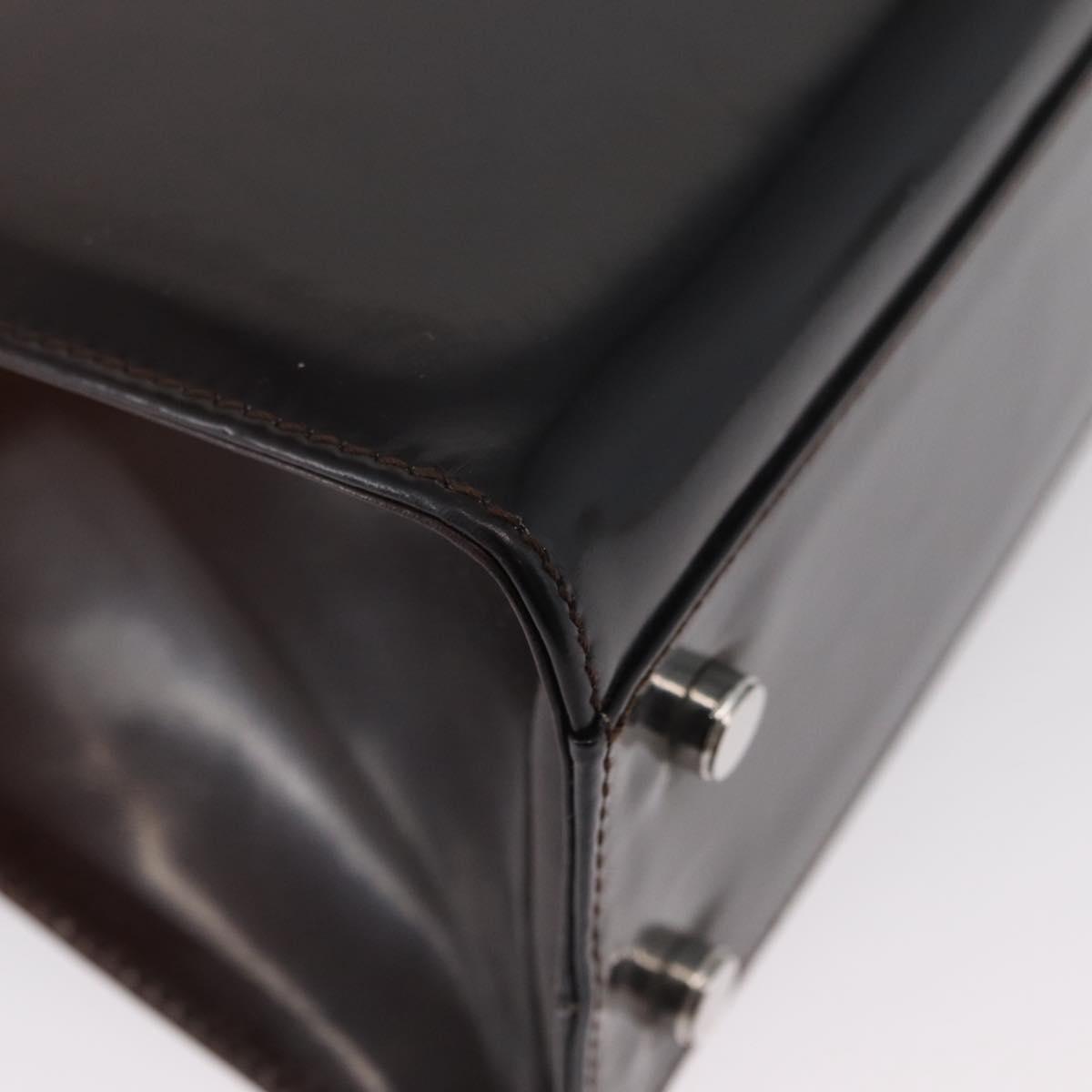 Salvatore Ferragamo Gancini Bag Patent leather 2way Black Silver Auth ki6599