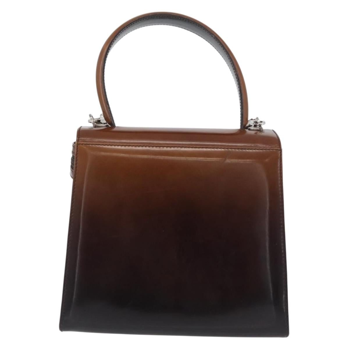 Salvatore Ferragamo Gancini Bag Patent leather 2way Black Silver Auth ki6599