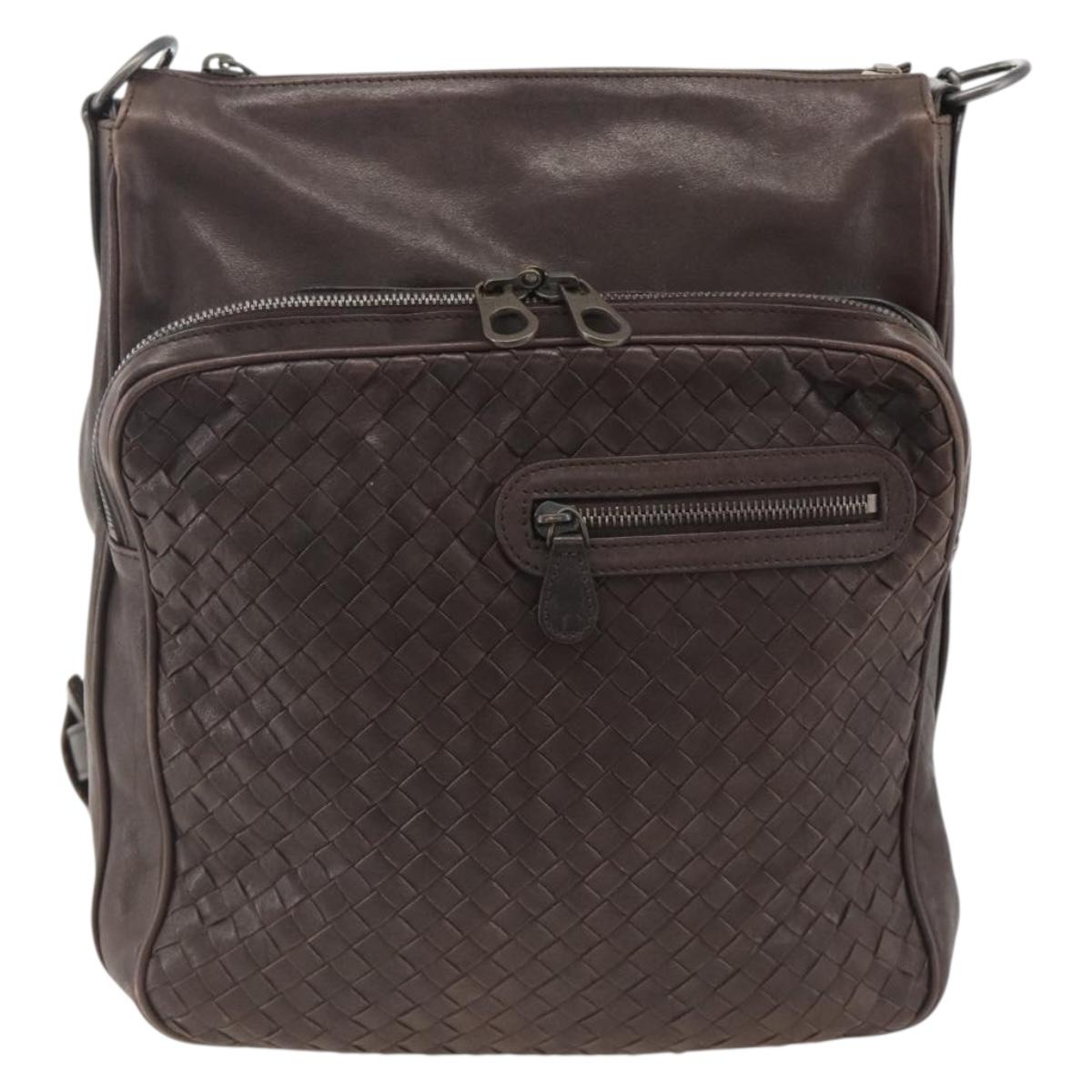 BOTTEGA VENETA INTRECCIATO Shoulder Bag Leather Brown 189225 Auth ki6600