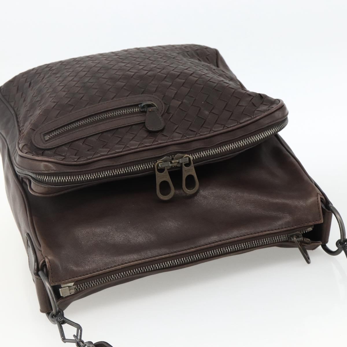 BOTTEGA VENETA INTRECCIATO Shoulder Bag Leather Brown 189225 Auth ki6600