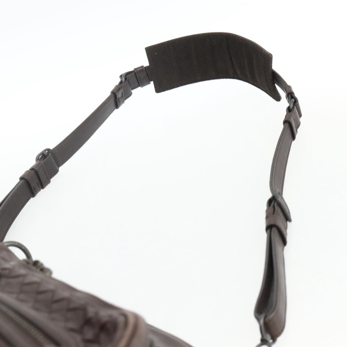 BOTTEGA VENETA INTRECCIATO Shoulder Bag Leather Brown 189225 Auth ki6600