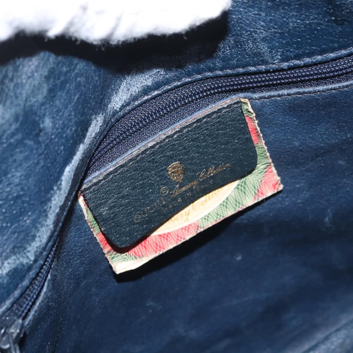 GUCCI GG Supreme Sherry Line Hand Bag PVC Navy Gold Red 41 02 079 Auth ki6604