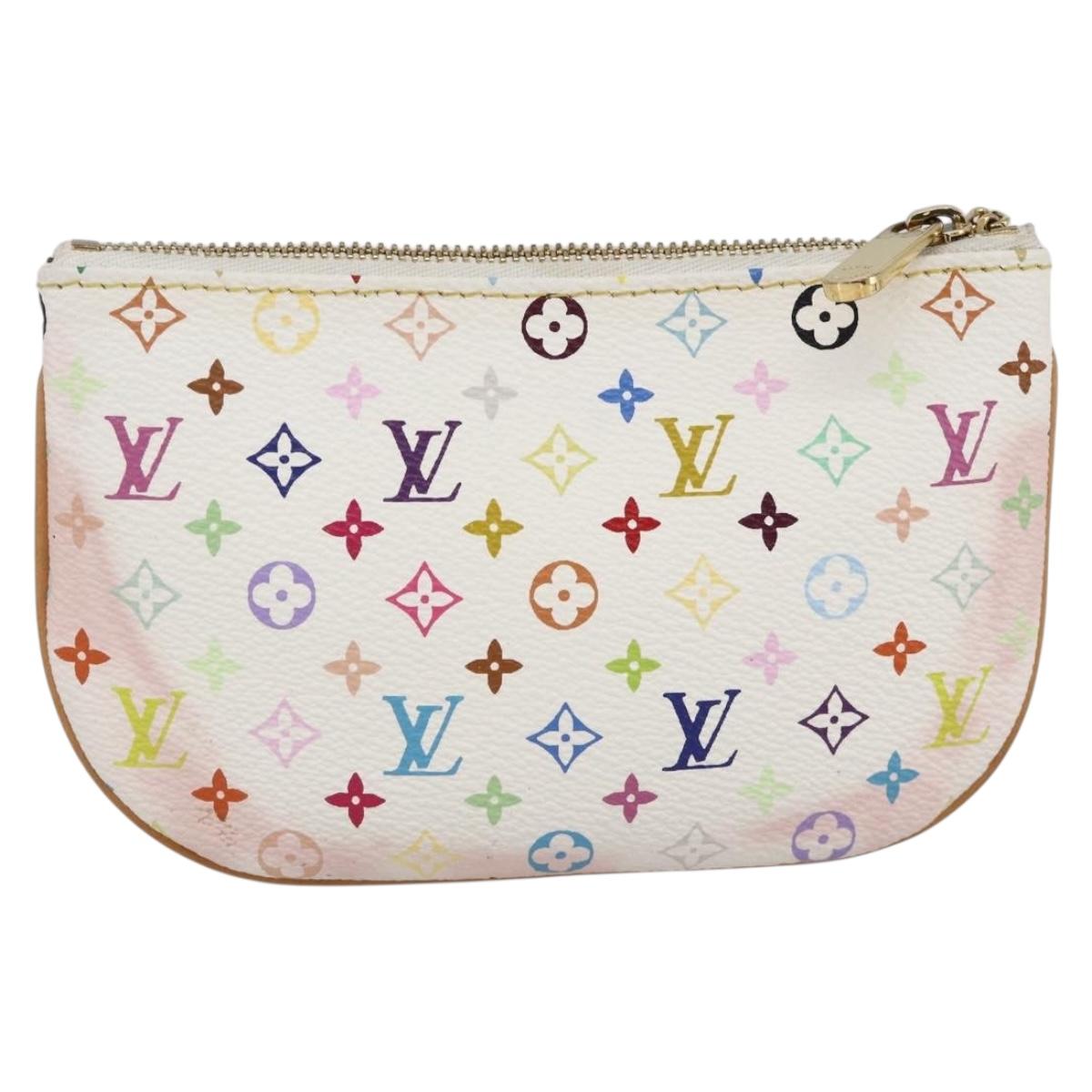 LOUIS VUITTON Monogram Multicolor Pochette MM Pouch White M60028 LV Auth ki6606A