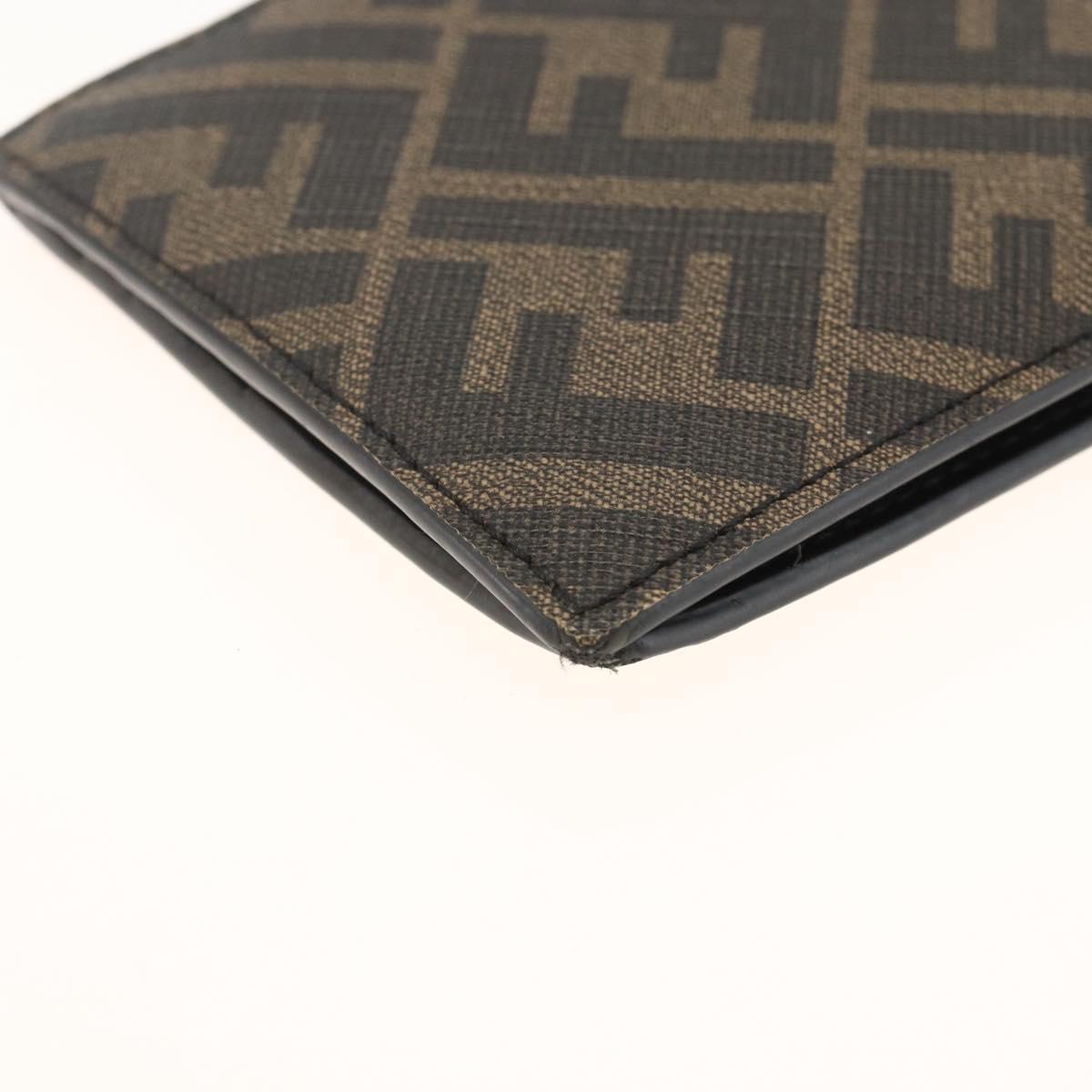 FENDI Zucca Canvas Wallet Black Brown Auth ki6612V