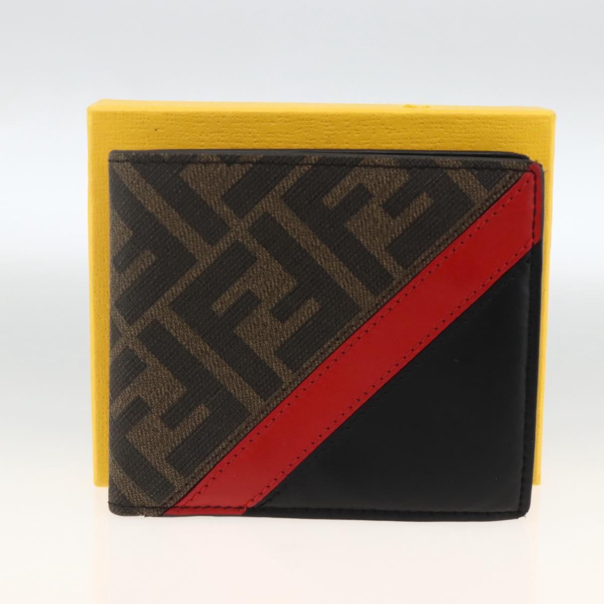 FENDI Zucca Canvas Wallet Black Brown Auth ki6612V