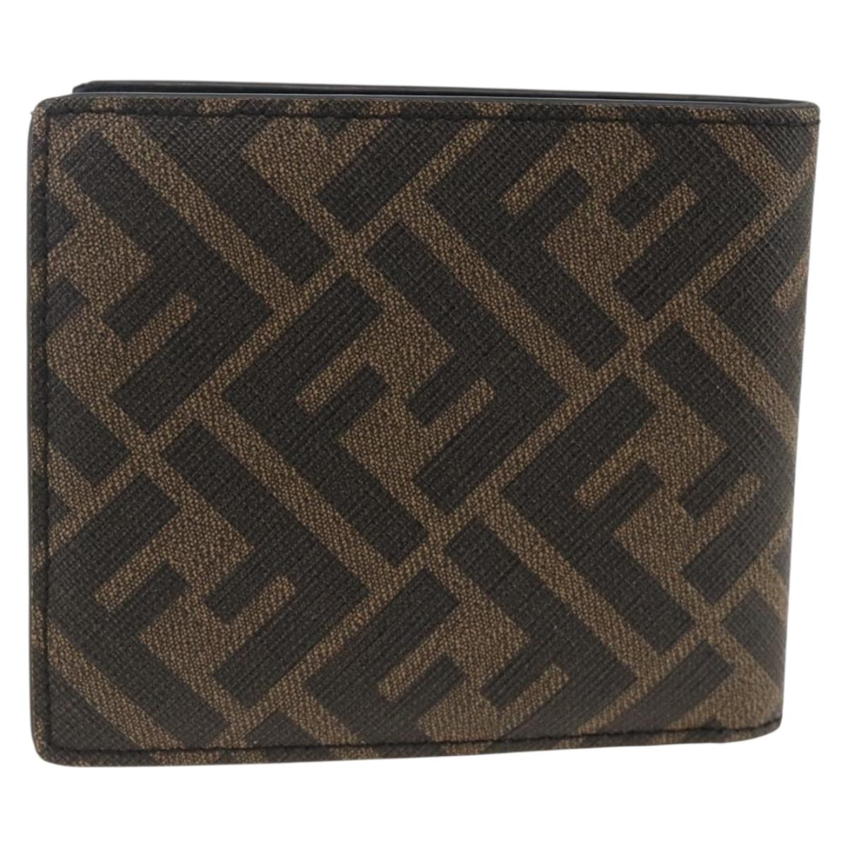 FENDI Zucca Canvas Wallet Black Brown Auth ki6612V