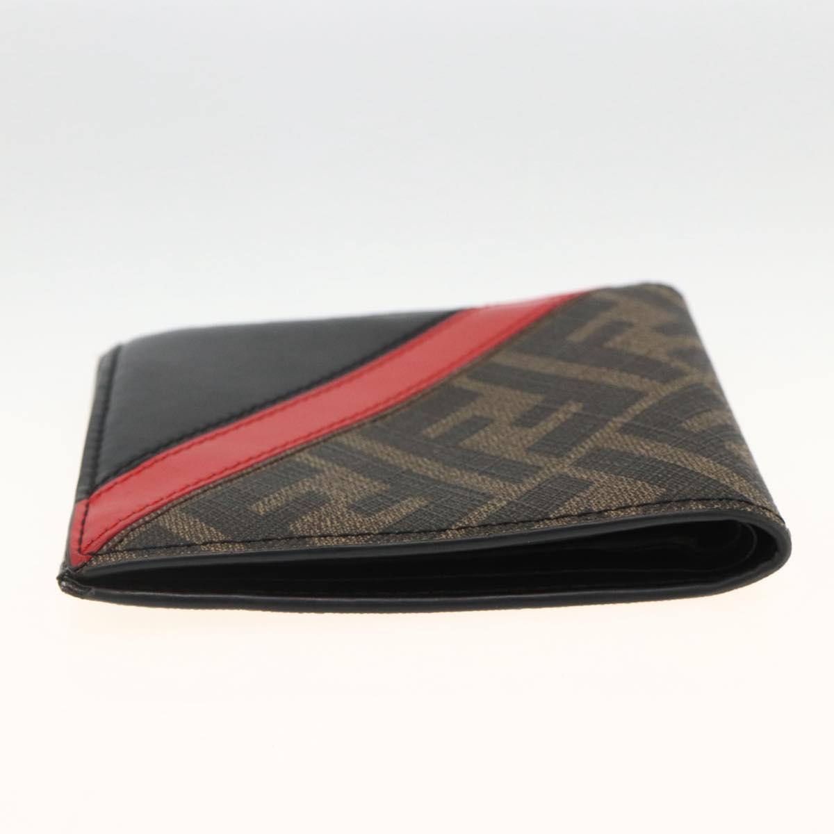 FENDI Zucca Canvas Wallet Black Brown Auth ki6612V