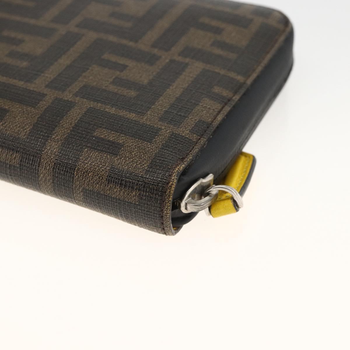 FENDI Zucca Canvas Long Wallet Black Brown Auth ki6613V