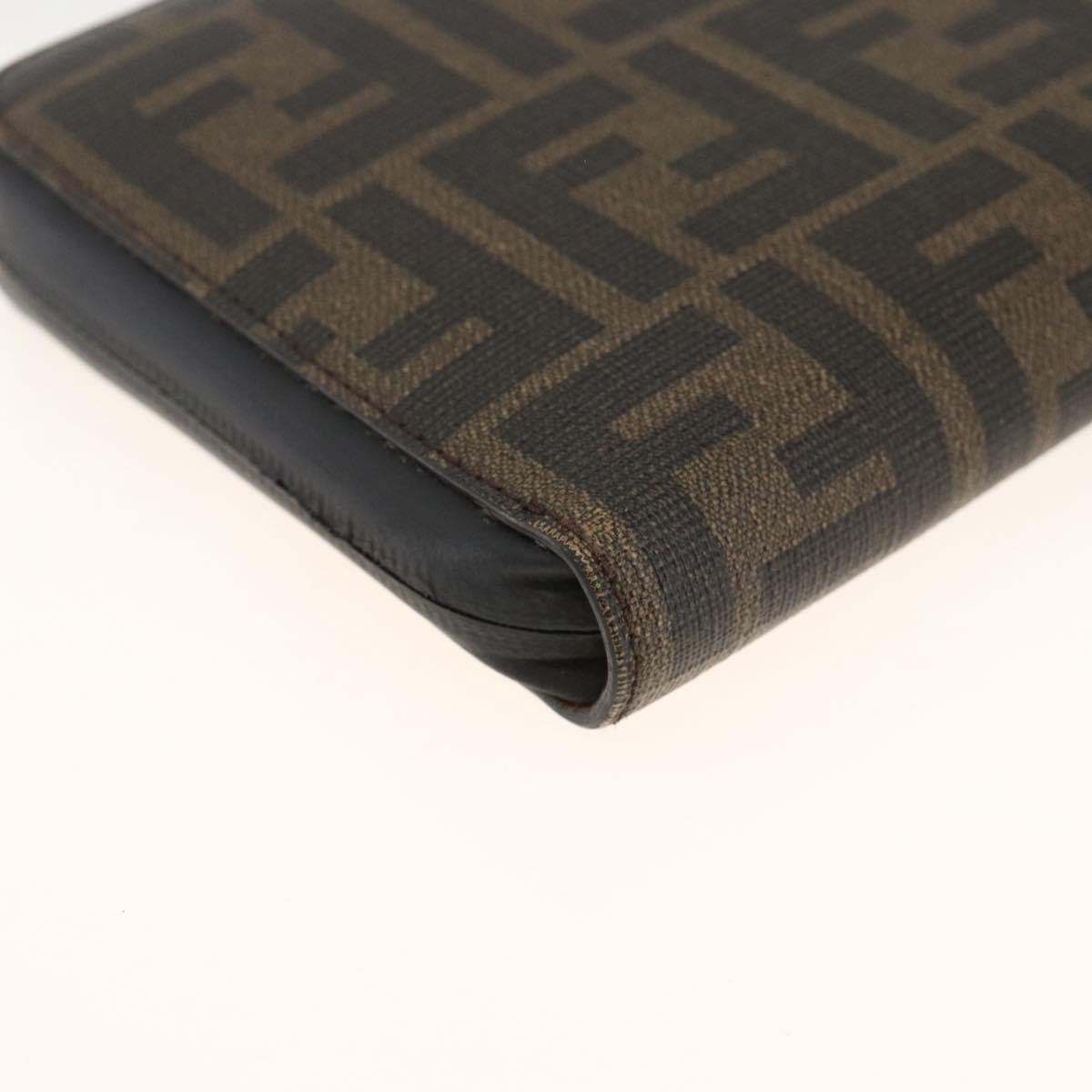 FENDI Zucca Canvas Long Wallet Black Brown Auth ki6613V