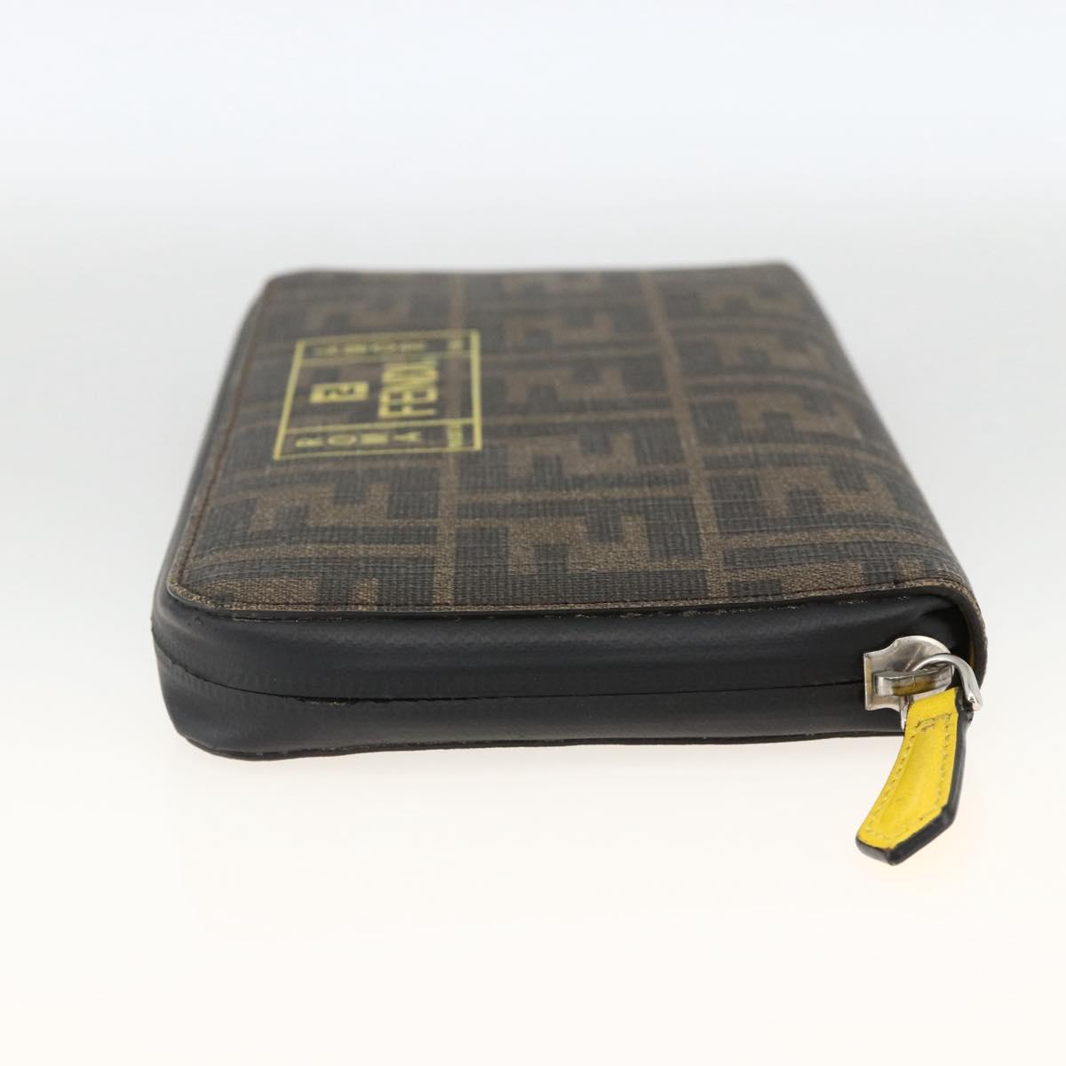 FENDI Zucca Canvas Long Wallet Black Brown Auth ki6613V