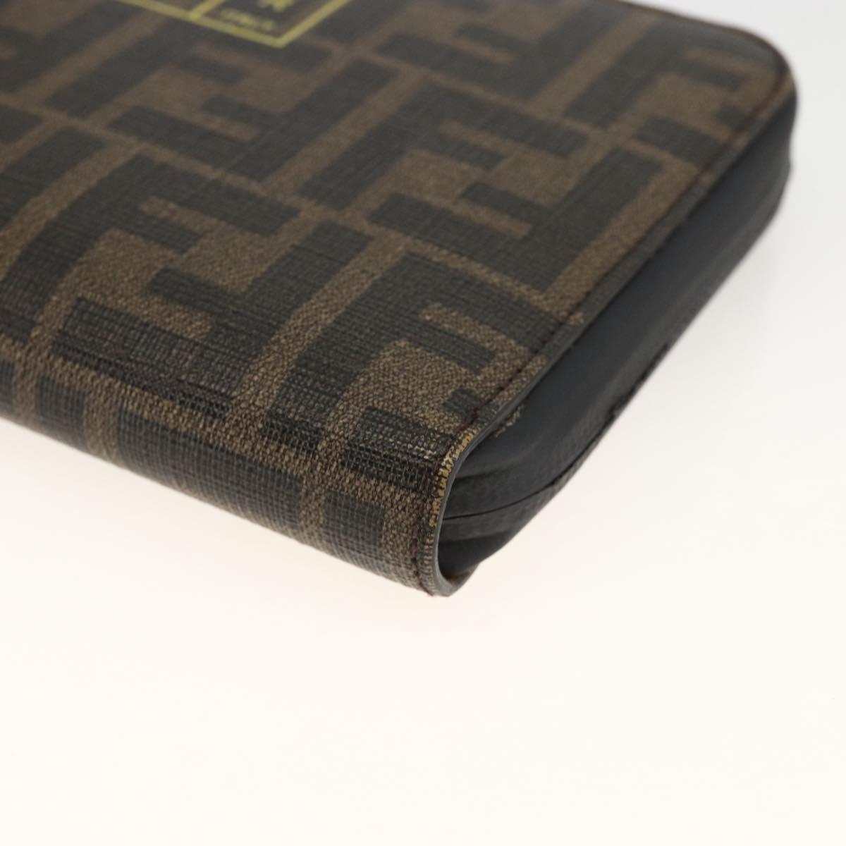 FENDI Zucca Canvas Long Wallet Black Brown Auth ki6613V