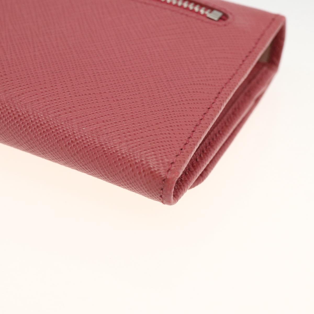 PRADA Long Wallet Safiano leather Pink Silver Auth ki6614