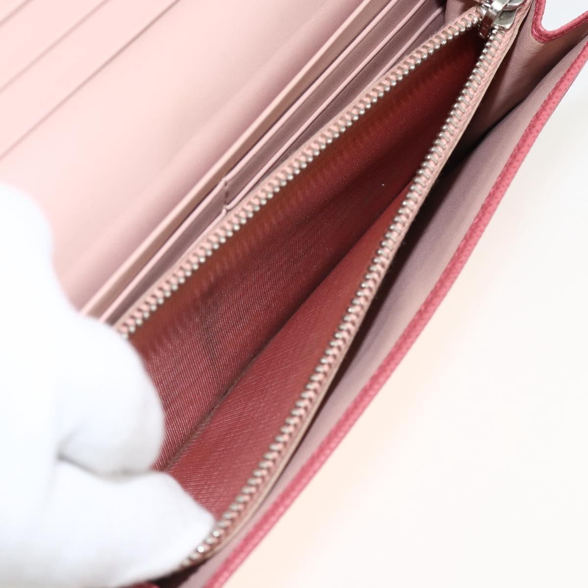 PRADA Long Wallet Safiano leather Pink Silver Auth ki6614