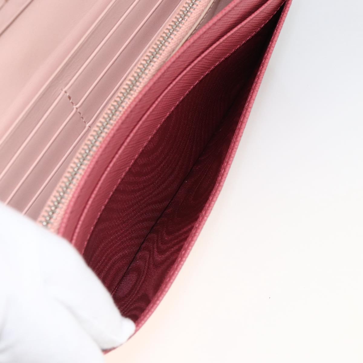 PRADA Long Wallet Safiano leather Pink Silver Auth ki6614