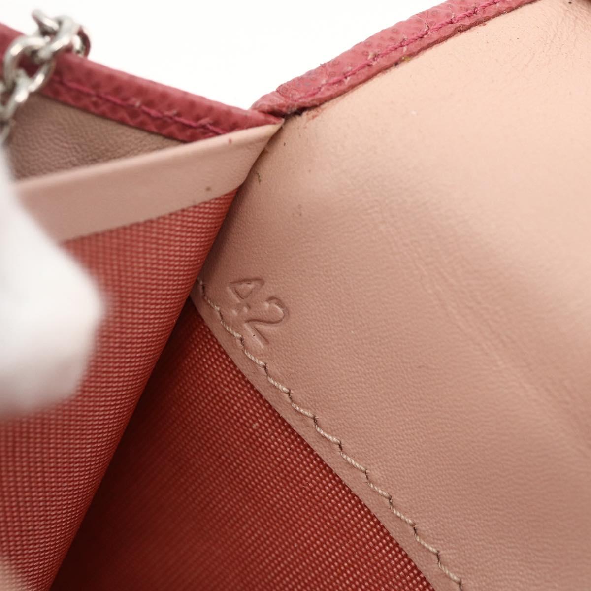 PRADA Long Wallet Safiano leather Pink Silver Auth ki6614