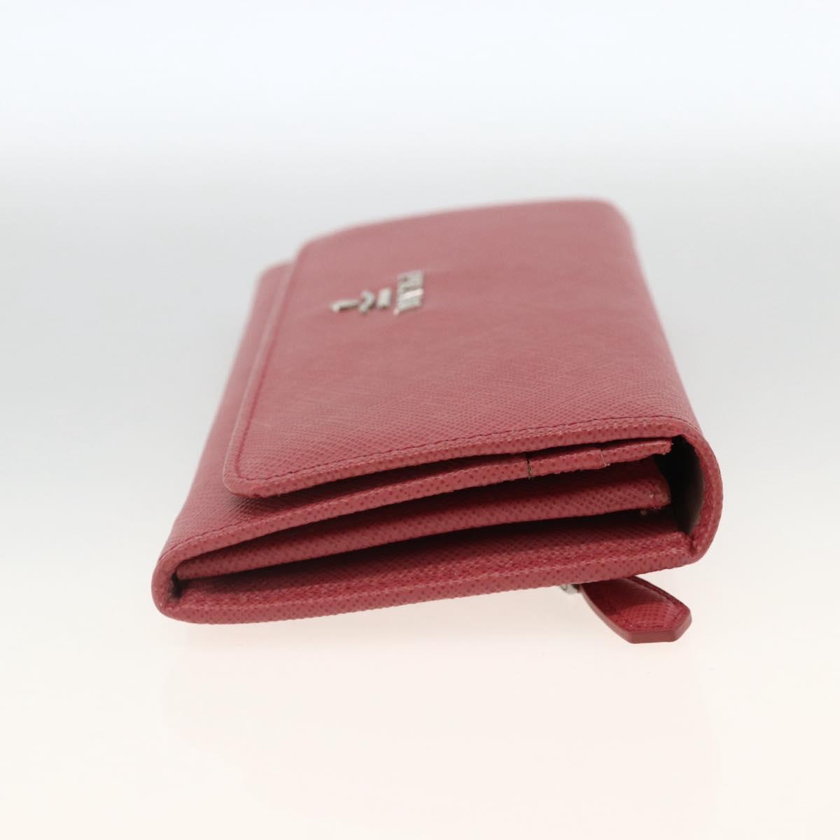 PRADA Long Wallet Safiano leather Pink Silver Auth ki6614