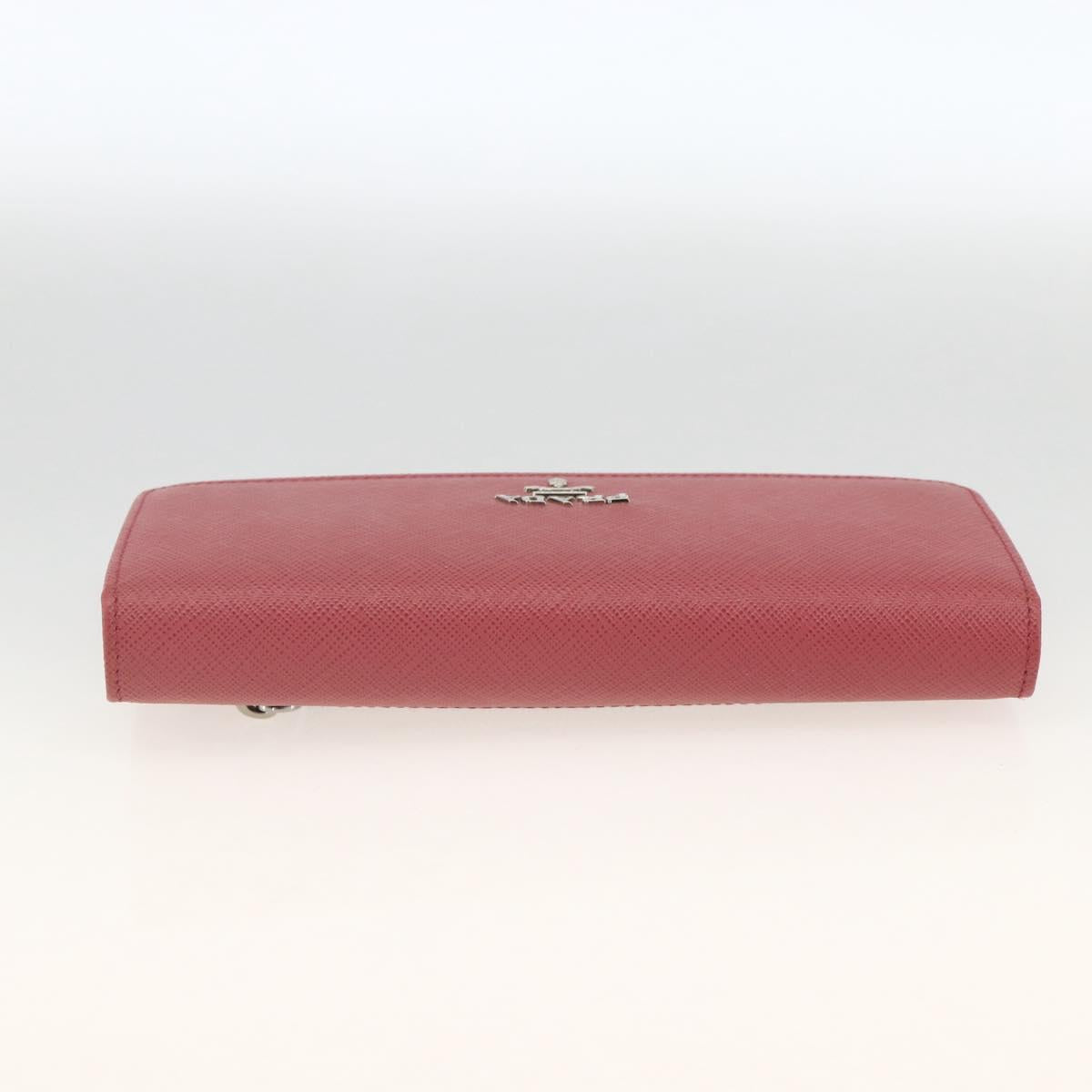 PRADA Long Wallet Safiano leather Pink Silver Auth ki6614