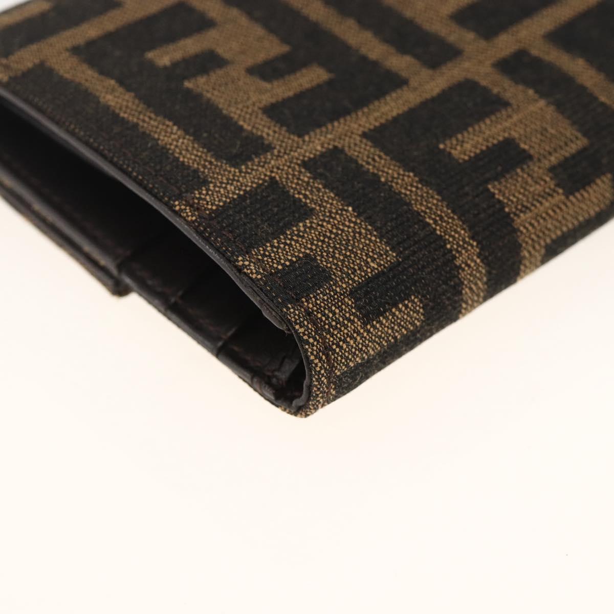 FENDI Zucca Canvas Wallet Black Brown Auth ki6616V